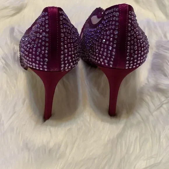 Nina pointed toe rhinestone pump Wine color